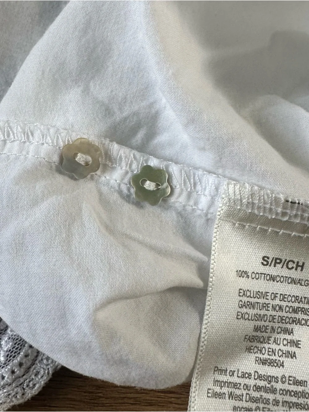 Eileen West Nightgown Small White 100% Cotton Floral Embroidery Night Shirt - Picture 7 of 11